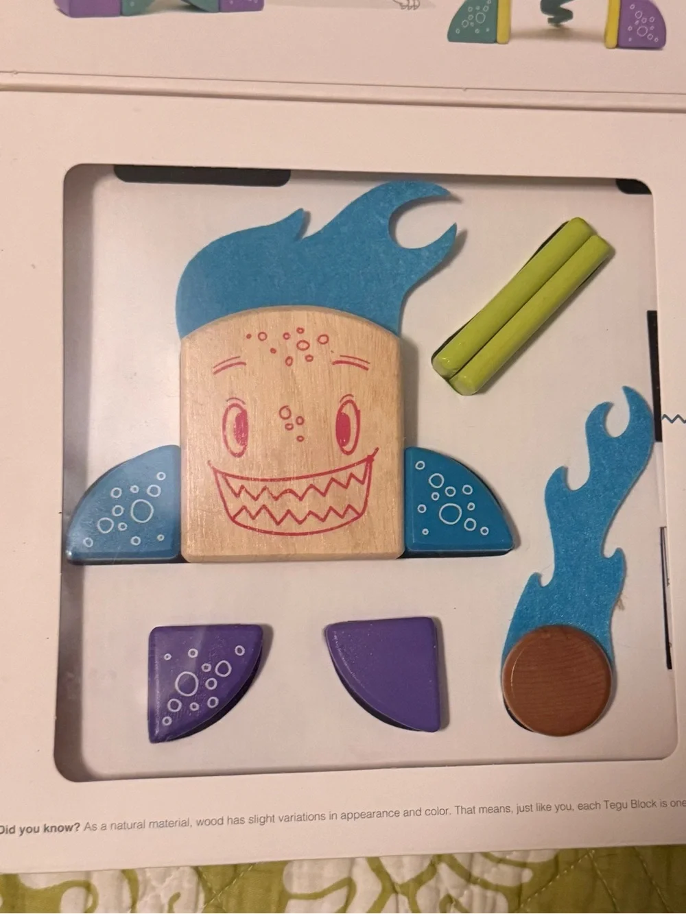 Tegu Pip Magnetic Wooden Block Set 8 Piece Sticky Monsters 2018 NIB